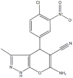 6-amino-4-{4-chloro-3-nitrophenyl}-3-methyl-1,4-dihydropyrano[2,3-c]pyrazole-5-carbonitrile Structure