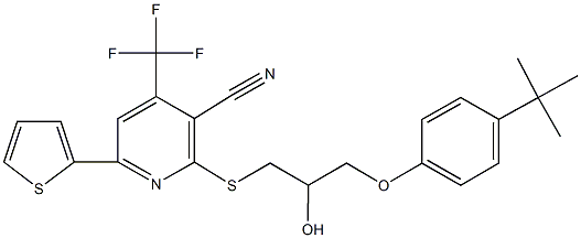 2-{[3-(4-tert-butylphenoxy)-2-hydroxypropyl]sulfanyl}-6-(2-thienyl)-4-(trifluoromethyl)nicotinonitrile 구조식 이미지