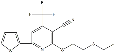 2-{[2-(ethylsulfanyl)ethyl]sulfanyl}-6-(2-thienyl)-4-(trifluoromethyl)nicotinonitrile 구조식 이미지