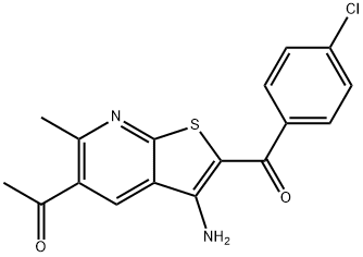 1-[3-amino-2-(4-chlorobenzoyl)-6-methylthieno[2,3-b]pyridin-5-yl]ethanone Structure