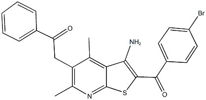 2-[3-amino-2-(4-bromobenzoyl)-4,6-dimethylthieno[2,3-b]pyridin-5-yl]-1-phenylethanone 구조식 이미지