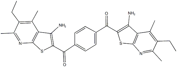 (3-amino-5-ethyl-4,6-dimethylthieno[2,3-b]pyridin-2-yl){4-[(3-amino-5-ethyl-4,6-dimethylthieno[2,3-b]pyridin-2-yl)carbonyl]phenyl}methanone 구조식 이미지