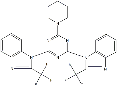 1-{4-(1-piperidinyl)-6-[2-(trifluoromethyl)-1H-benzimidazol-1-yl]-1,3,5-triazin-2-yl}-2-(trifluoromethyl)-1H-benzimidazole Structure