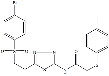 N-(5-{2-[(4-bromophenyl)sulfonyl]ethyl}-1,3,4-thiadiazol-2-yl)-2-[(4-methylphenyl)sulfanyl]acetamide 구조식 이미지