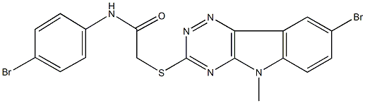 2-[(8-bromo-5-methyl-5H-[1,2,4]triazino[5,6-b]indol-3-yl)sulfanyl]-N-(4-bromophenyl)acetamide Structure