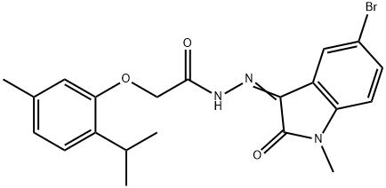 N'-(5-bromo-1-methyl-2-oxo-1,2-dihydro-3H-indol-3-ylidene)-2-(2-isopropyl-5-methylphenoxy)acetohydrazide 구조식 이미지