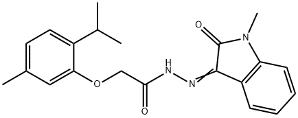 2-(2-isopropyl-5-methylphenoxy)-N'-(1-methyl-2-oxo-1,2-dihydro-3H-indol-3-ylidene)acetohydrazide 구조식 이미지