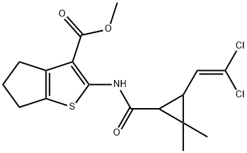 methyl 2-({[3-(2,2-dichlorovinyl)-2,2-dimethylcyclopropyl]carbonyl}amino)-5,6-dihydro-4H-cyclopenta[b]thiophene-3-carboxylate Structure