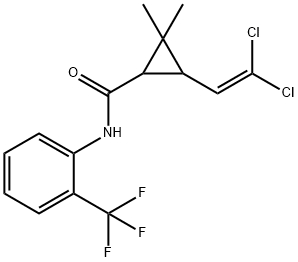 3-(2,2-dichlorovinyl)-2,2-dimethyl-N-[2-(trifluoromethyl)phenyl]cyclopropanecarboxamide Structure