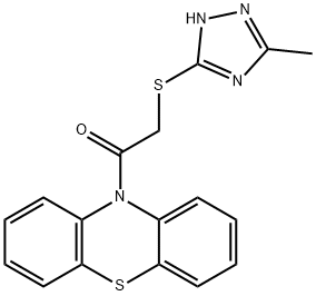 10-{[(5-methyl-4H-1,2,4-triazol-3-yl)sulfanyl]acetyl}-10H-phenothiazine 구조식 이미지