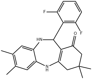 11-(2,6-difluorophenyl)-3,3,7,8-tetramethyl-2,3,4,5,10,11-hexahydro-1H-dibenzo[b,e][1,4]diazepin-1-one Structure