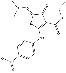 ethyl 5-[(dimethylamino)methylene]-2-{4-nitroanilino}-4-oxo-4,5-dihydro-3-thiophenecarboxylate 구조식 이미지