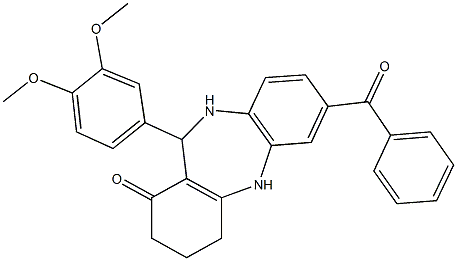 7-benzoyl-11-(3,4-dimethoxyphenyl)-2,3,4,5,10,11-hexahydro-1H-dibenzo[b,e][1,4]diazepin-1-one Structure