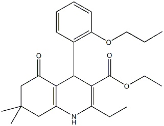 ethyl 2-ethyl-7,7-dimethyl-5-oxo-4-[2-(propyloxy)phenyl]-1,4,5,6,7,8-hexahydroquinoline-3-carboxylate Structure