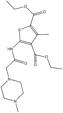 diethyl 3-methyl-5-{[(4-methyl-1-piperazinyl)acetyl]amino}-2,4-thiophenedicarboxylate Structure