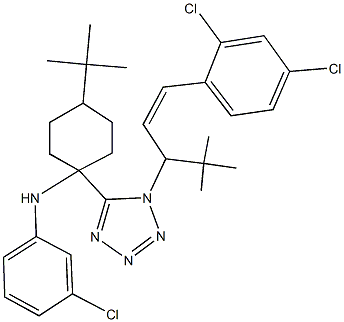 N-(4-tert-butyl-1-{1-[1-tert-butyl-3-(2,4-dichlorophenyl)-2-propenyl]-1H-tetraazol-5-yl}cyclohexyl)-N-(3-chlorophenyl)amine Structure