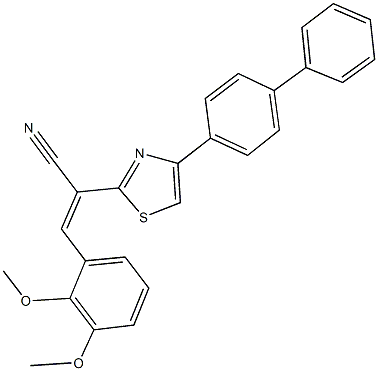 2-(4-[1,1'-biphenyl]-4-yl-1,3-thiazol-2-yl)-3-(2,3-dimethoxyphenyl)acrylonitrile Structure