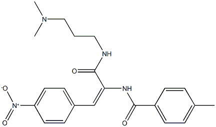 N-(1-({[3-(dimethylamino)propyl]amino}carbonyl)-2-{4-nitrophenyl}vinyl)-4-methylbenzamide 구조식 이미지