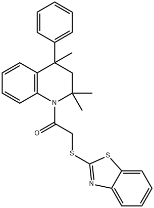 1-[(1,3-benzothiazol-2-ylsulfanyl)acetyl]-2,2,4-trimethyl-4-phenyl-1,2,3,4-tetrahydroquinoline Structure