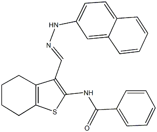 N-{3-[2-(2-naphthyl)carbohydrazonoyl]-4,5,6,7-tetrahydro-1-benzothien-2-yl}benzamide 구조식 이미지