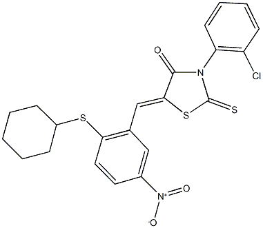 3-(2-chlorophenyl)-5-{2-(cyclohexylsulfanyl)-5-nitrobenzylidene}-2-thioxo-1,3-thiazolidin-4-one Structure