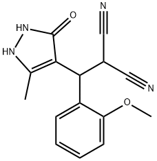 2-[(3-hydroxy-5-methyl-1H-pyrazol-4-yl)(2-methoxyphenyl)methyl]malononitrile Structure