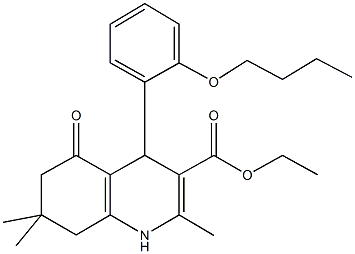 ethyl 4-(2-butoxyphenyl)-2,7,7-trimethyl-5-oxo-1,4,5,6,7,8-hexahydro-3-quinolinecarboxylate Structure