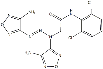 2-[1,3-bis(4-amino-1,2,5-oxadiazol-3-yl)-2-triazenyl]-N-(2,6-dichlorophenyl)acetamide 구조식 이미지