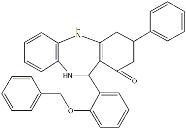 11-[2-(benzyloxy)phenyl]-3-phenyl-2,3,4,5,10,11-hexahydro-1H-dibenzo[b,e][1,4]diazepin-1-one 구조식 이미지