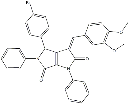 4-(4-bromophenyl)-3-(3,4-dimethoxybenzylidene)-1,5-diphenyl-1,3,4,5-tetrahydropyrrolo[3,4-b]pyrrole-2,6-dione Structure