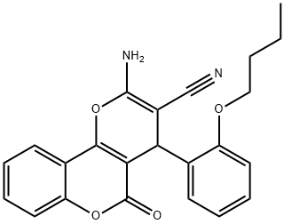 2-amino-4-(2-butoxyphenyl)-5-oxo-4H,5H-pyrano[3,2-c]chromene-3-carbonitrile 구조식 이미지