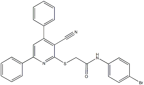 N-(4-bromophenyl)-2-[(3-cyano-4,6-diphenyl-2-pyridinyl)sulfanyl]acetamide Structure