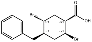 4-benzyl-2,5-dibromocyclohexanecarboxylic acid Structure