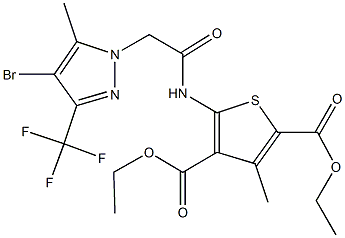 diethyl 5-({[4-bromo-5-methyl-3-(trifluoromethyl)-1H-pyrazol-1-yl]acetyl}amino)-3-methyl-2,4-thiophenedicarboxylate 구조식 이미지