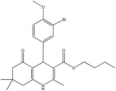 butyl 4-[3-bromo-4-(methyloxy)phenyl]-2,7,7-trimethyl-5-oxo-1,4,5,6,7,8-hexahydroquinoline-3-carboxylate Structure