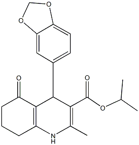 isopropyl 4-(1,3-benzodioxol-5-yl)-2-methyl-5-oxo-1,4,5,6,7,8-hexahydro-3-quinolinecarboxylate 구조식 이미지