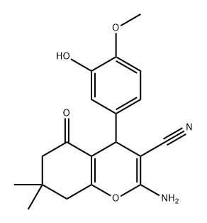 2-amino-4-(3-hydroxy-4-methoxyphenyl)-7,7-dimethyl-5-oxo-5,6,7,8-tetrahydro-4H-chromene-3-carbonitrile 구조식 이미지