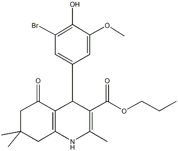 propyl 4-(3-bromo-4-hydroxy-5-methoxyphenyl)-2,7,7-trimethyl-5-oxo-1,4,5,6,7,8-hexahydro-3-quinolinecarboxylate Structure