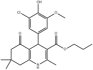 propyl 4-[3-chloro-4-hydroxy-5-(methyloxy)phenyl]-2,7,7-trimethyl-5-oxo-1,4,5,6,7,8-hexahydroquinoline-3-carboxylate 구조식 이미지