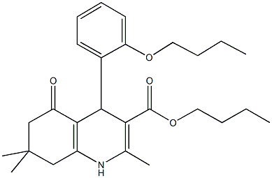 butyl 4-[2-(butyloxy)phenyl]-2,7,7-trimethyl-5-oxo-1,4,5,6,7,8-hexahydroquinoline-3-carboxylate 구조식 이미지