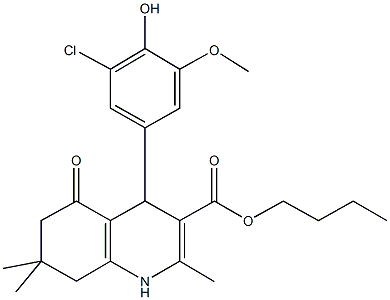 butyl 4-[3-chloro-4-hydroxy-5-(methyloxy)phenyl]-2,7,7-trimethyl-5-oxo-1,4,5,6,7,8-hexahydroquinoline-3-carboxylate Structure