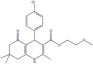 2-methoxyethyl 4-(4-chlorophenyl)-2,7,7-trimethyl-5-oxo-1,4,5,6,7,8-hexahydroquinoline-3-carboxylate 구조식 이미지