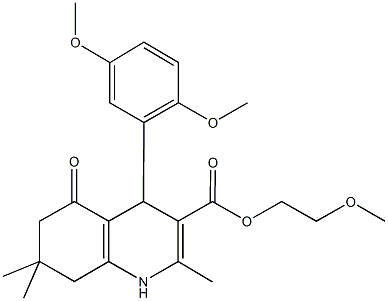 2-methoxyethyl 4-(2,5-dimethoxyphenyl)-2,7,7-trimethyl-5-oxo-1,4,5,6,7,8-hexahydroquinoline-3-carboxylate 구조식 이미지