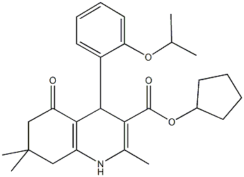 cyclopentyl 2,7,7-trimethyl-4-{2-[(1-methylethyl)oxy]phenyl}-5-oxo-1,4,5,6,7,8-hexahydroquinoline-3-carboxylate 구조식 이미지