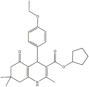 cyclopentyl 4-[4-(ethyloxy)phenyl]-2,7,7-trimethyl-5-oxo-1,4,5,6,7,8-hexahydroquinoline-3-carboxylate 구조식 이미지