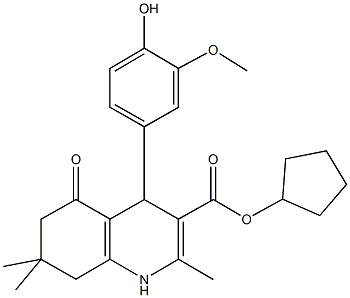 cyclopentyl 4-(4-hydroxy-3-methoxyphenyl)-2,7,7-trimethyl-5-oxo-1,4,5,6,7,8-hexahydro-3-quinolinecarboxylate Structure