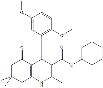 cyclohexyl 4-(2,5-dimethoxyphenyl)-2,7,7-trimethyl-5-oxo-1,4,5,6,7,8-hexahydroquinoline-3-carboxylate Structure
