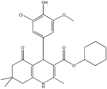 cyclohexyl 4-[3-chloro-4-hydroxy-5-(methyloxy)phenyl]-2,7,7-trimethyl-5-oxo-1,4,5,6,7,8-hexahydroquinoline-3-carboxylate 구조식 이미지