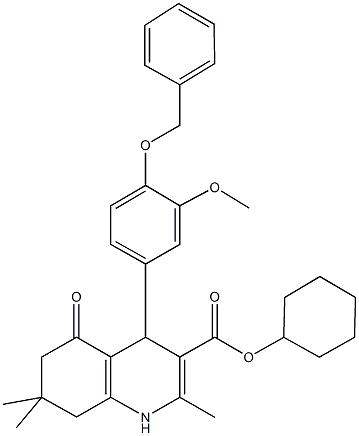 cyclohexyl 4-[4-(benzyloxy)-3-methoxyphenyl]-2,7,7-trimethyl-5-oxo-1,4,5,6,7,8-hexahydro-3-quinolinecarboxylate 구조식 이미지