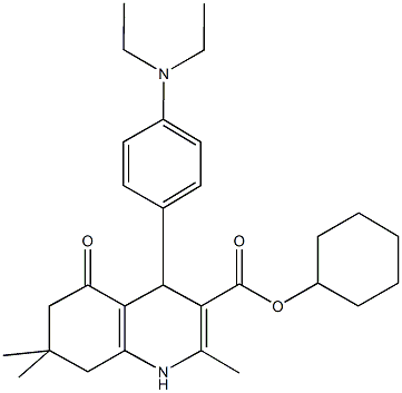 cyclohexyl 4-[4-(diethylamino)phenyl]-2,7,7-trimethyl-5-oxo-1,4,5,6,7,8-hexahydro-3-quinolinecarboxylate 구조식 이미지